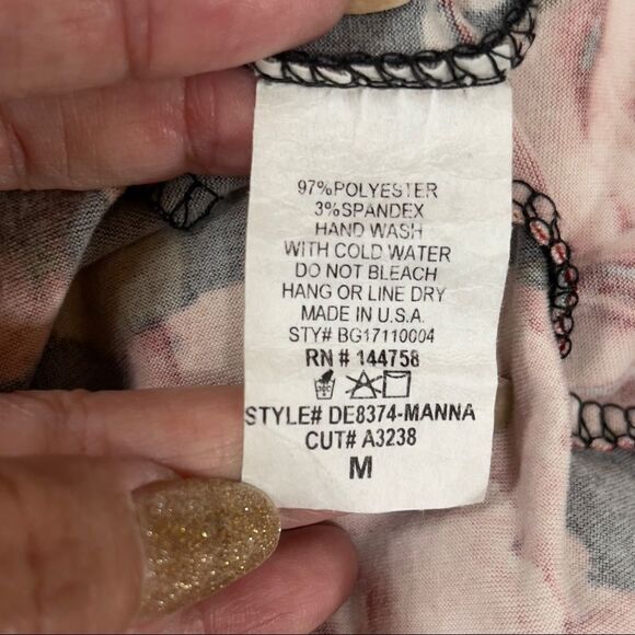 Emberly Black Floral Bell Sleeve Shift Dress Size M - Picture 12 of 12